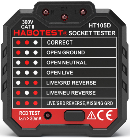 Тестер розеток и УЗО Habotest HT105D купить по низкой цене | МАКСПРОФИТ